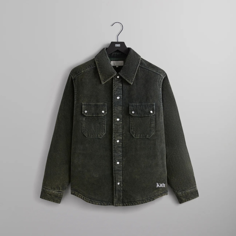 KITH washed corduroy puffed Rowan jacket: color is dark green